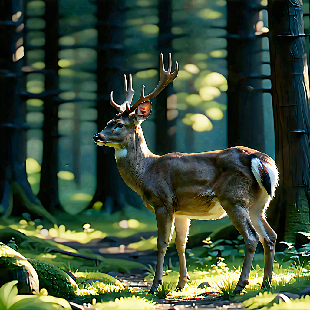 Nature Blender Artwork: Deer In Forest Environment With Deer Standing