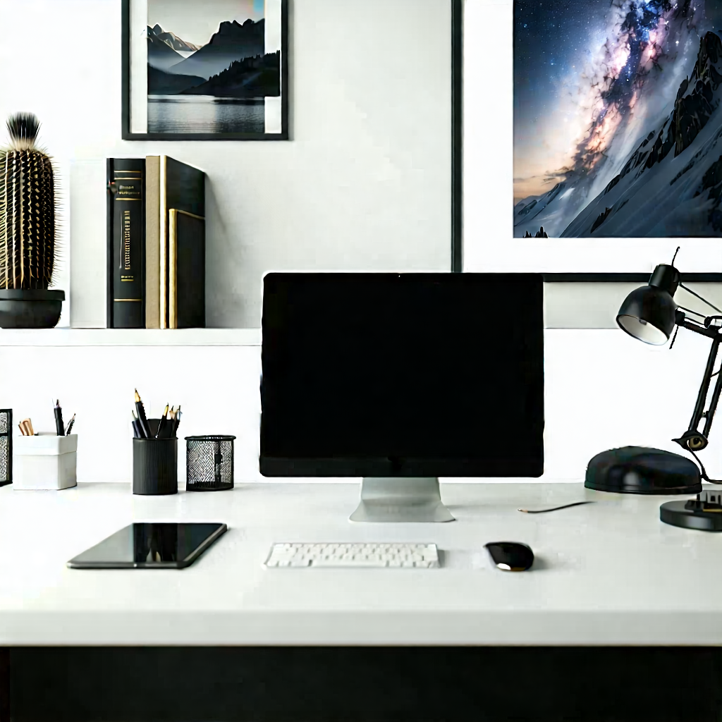 Business Matte Painting: Workplace with digital devices on desk
