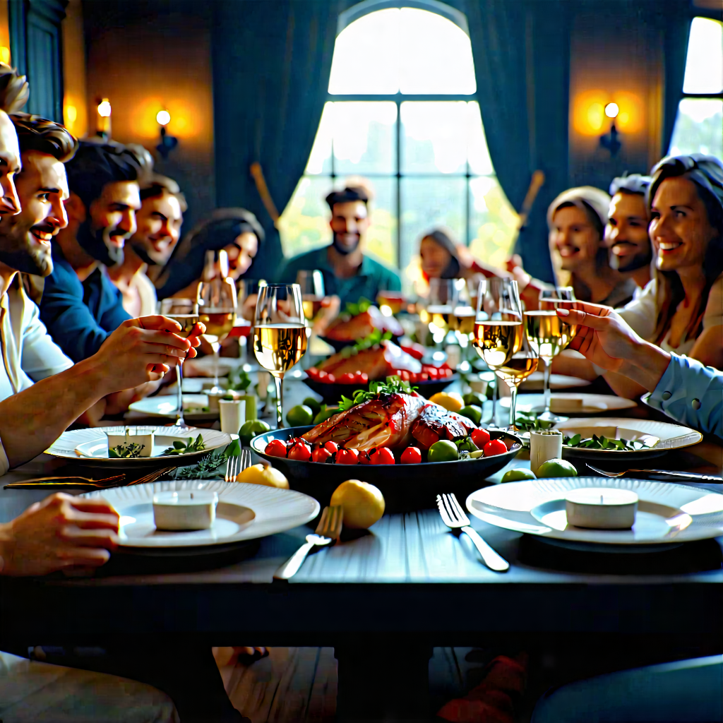 Lifestyle Digital Art: Dinner party with community group
