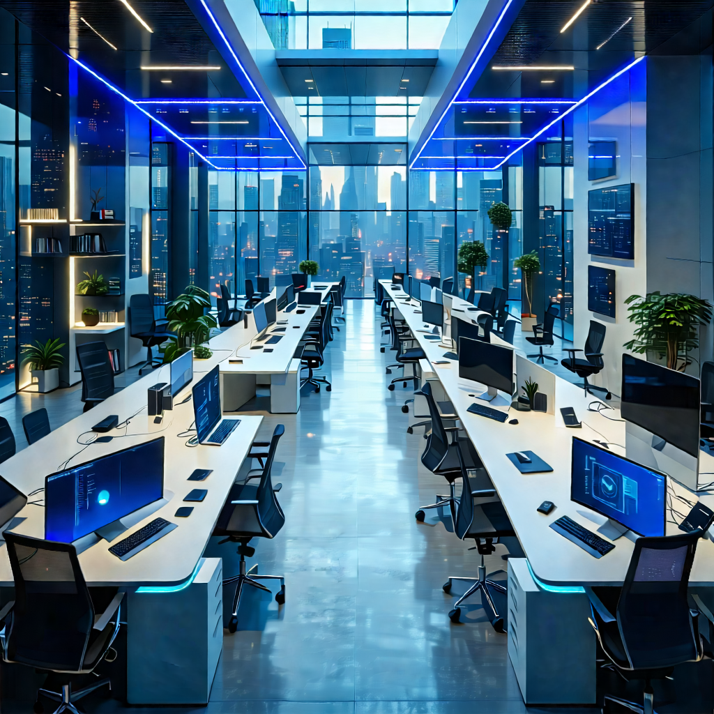 Tech Aerial Photography: Futuristic tech startup office