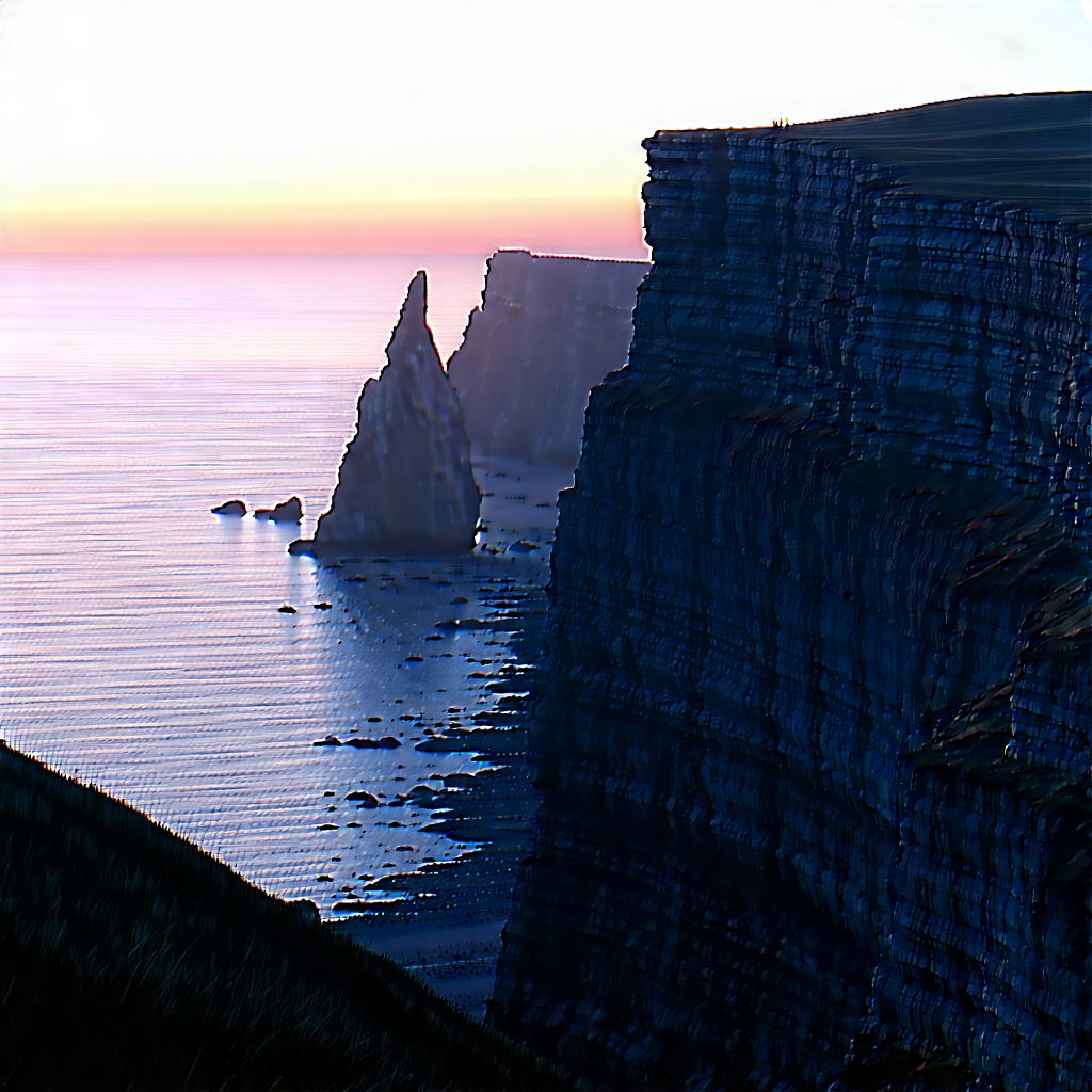 Nature Landscape Photography: Coastal Cliff During Sunset With Large Cliff