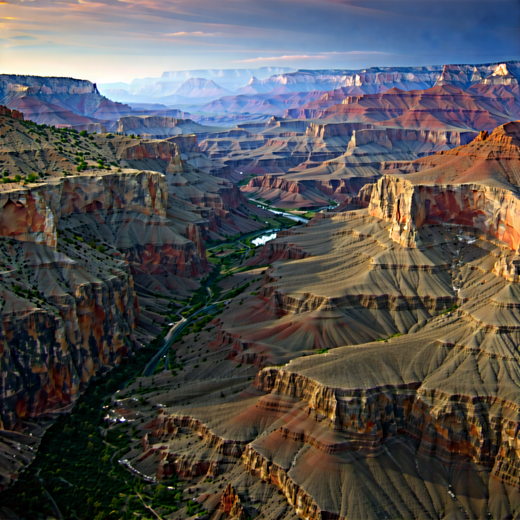 Nature Tilt-Shift Photography: Aerial view of canyon system