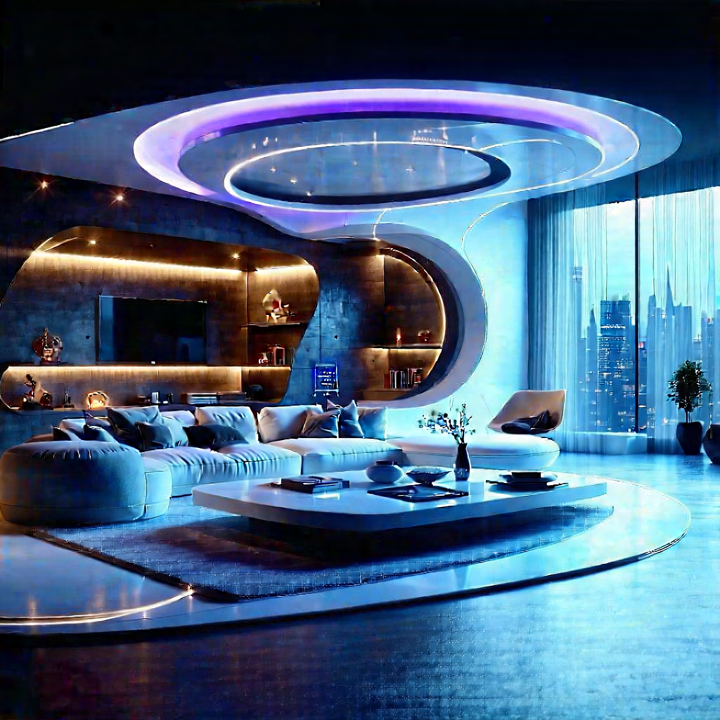 Tech Professional Photography: Futuristic Smart Home With Image, There