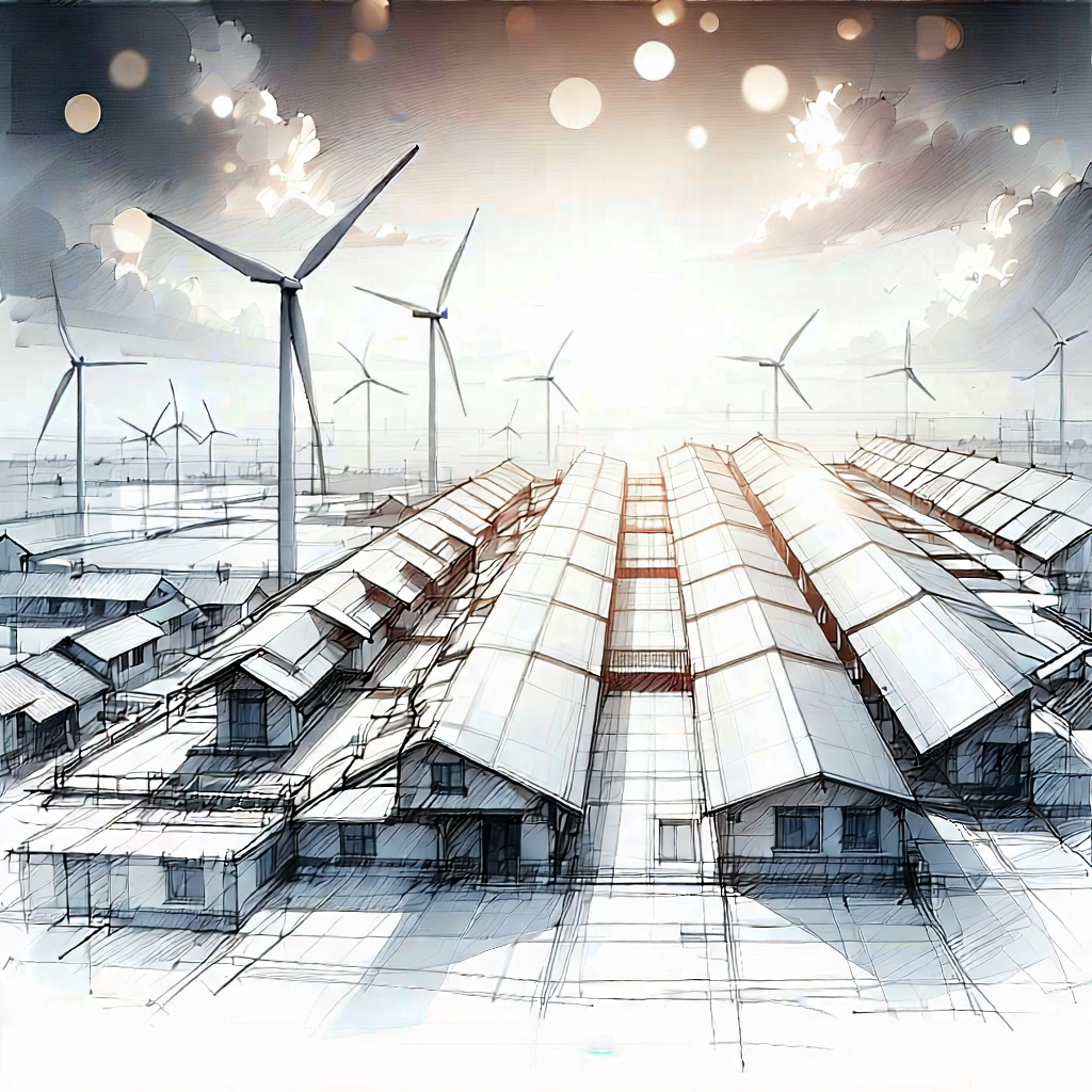 Tech Pencil Sketch: Innovative Renewable Energy (design:1.35) With Image, There