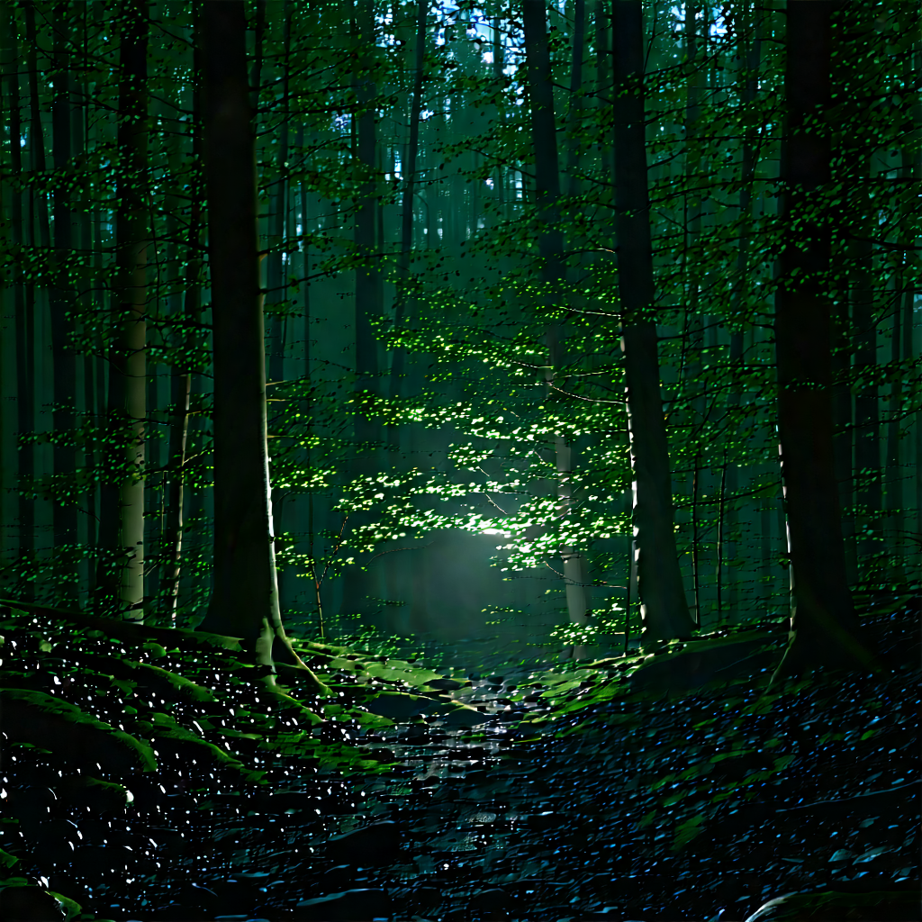 Nature Advertising Photography: Forest Scene During Night With Image, There