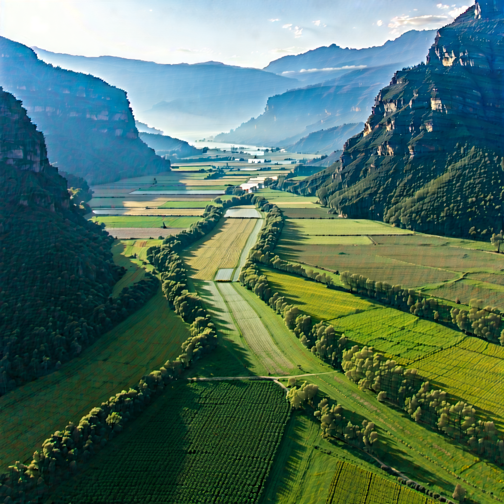 Nature Drone Photography: Valley During Midday With Large, Lush