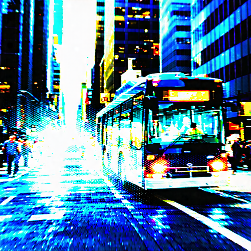 Urban Hdr Photography: City bus in financial district