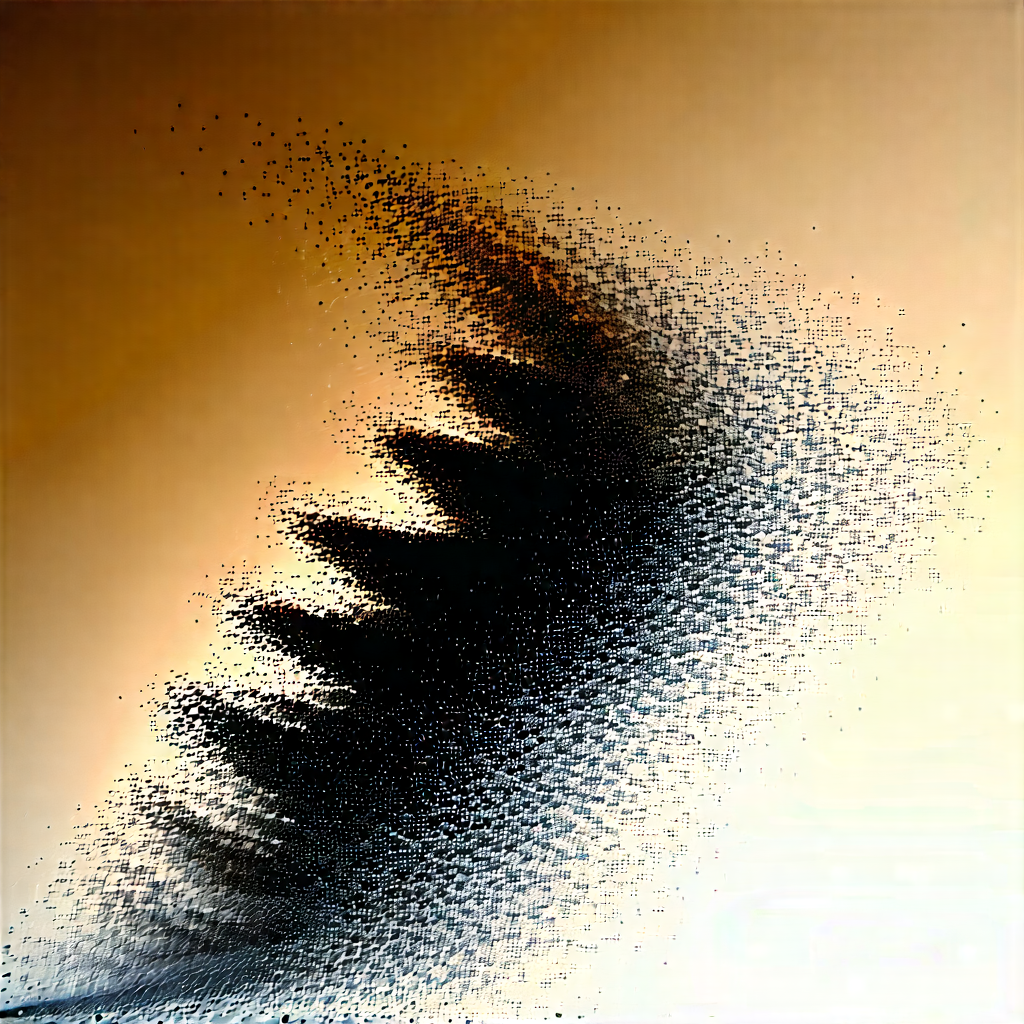Abstract Black And White Photography: Particle Movement Captured In Abstract Form With Spiral Staircase