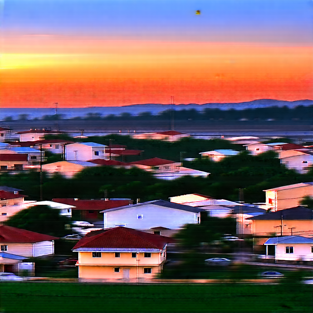 Urban Commercial Photography: Cityscape Of Small Town During Sunset With Time-lapse Photo