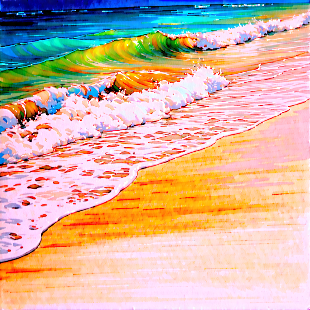 Lifestyle Pastel Drawing: Beach day during holiday season
