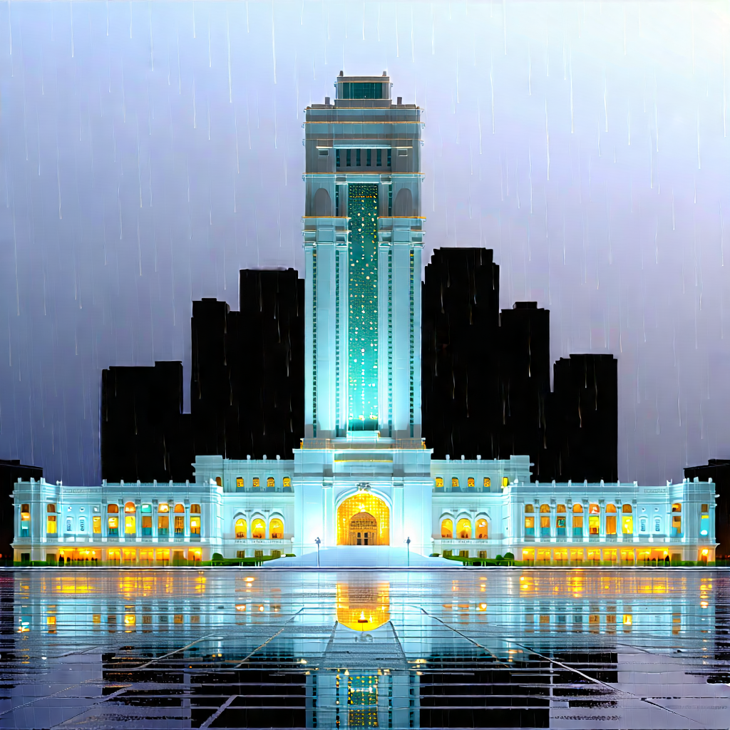 Urban Stock Photography: Famous Building With Rain-slicked Streets With Rendering Large