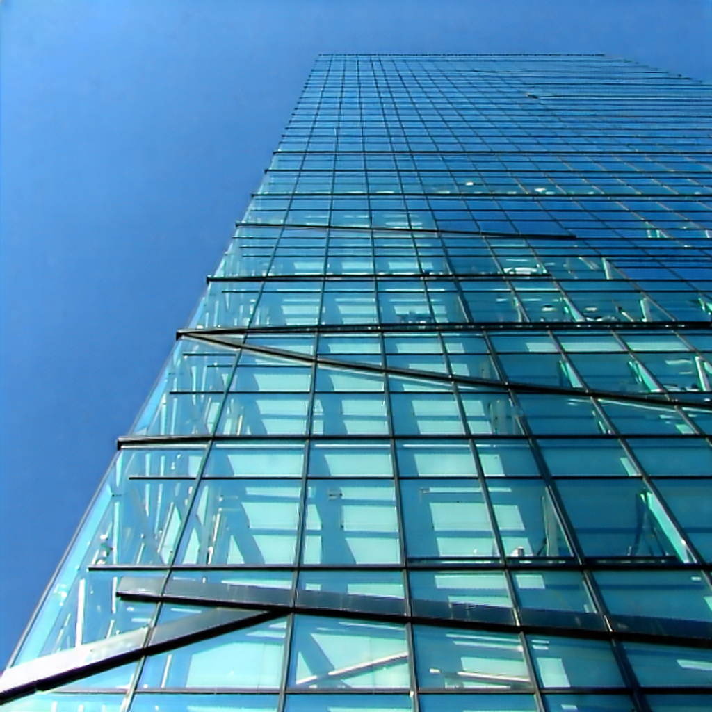 Urban Advertising Photography: Glass Office Tower With Minimalist Design With Tall, Modern