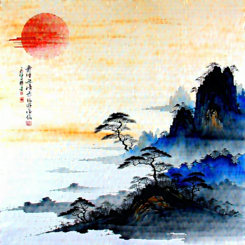 Abstract Sumi-e Painting: Expansion Captured In Abstract Form With Painting Mountain