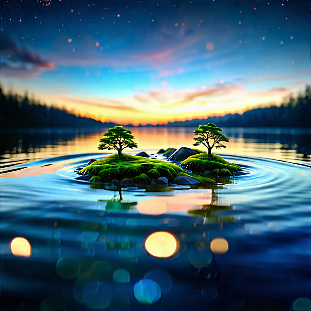 Abstract Advertising Photography: Balance Represented Through Layered Elements With Small Island