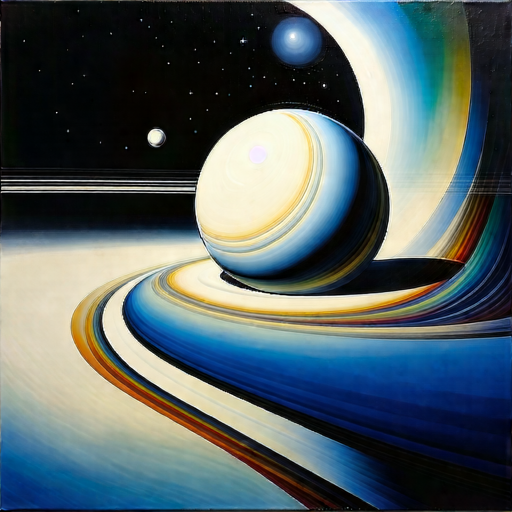 Abstract Gouache Painting: Gravitational Pull Captured In Abstract Form With Image, There