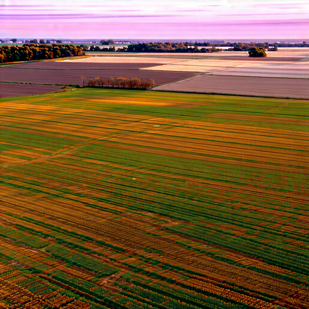 Nature Long Exposure Photography: Aerial View Of Agricultural Fields With Large, Open