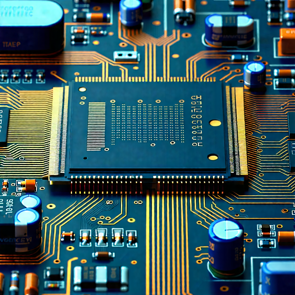 Tech Infographic Style: Close-up of electronic circuit
