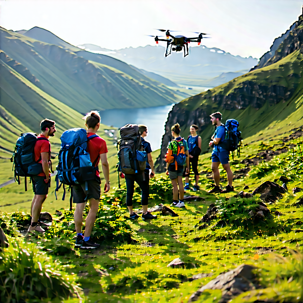 Lifestyle Drone Photography: Hiking group with like-minded individuals