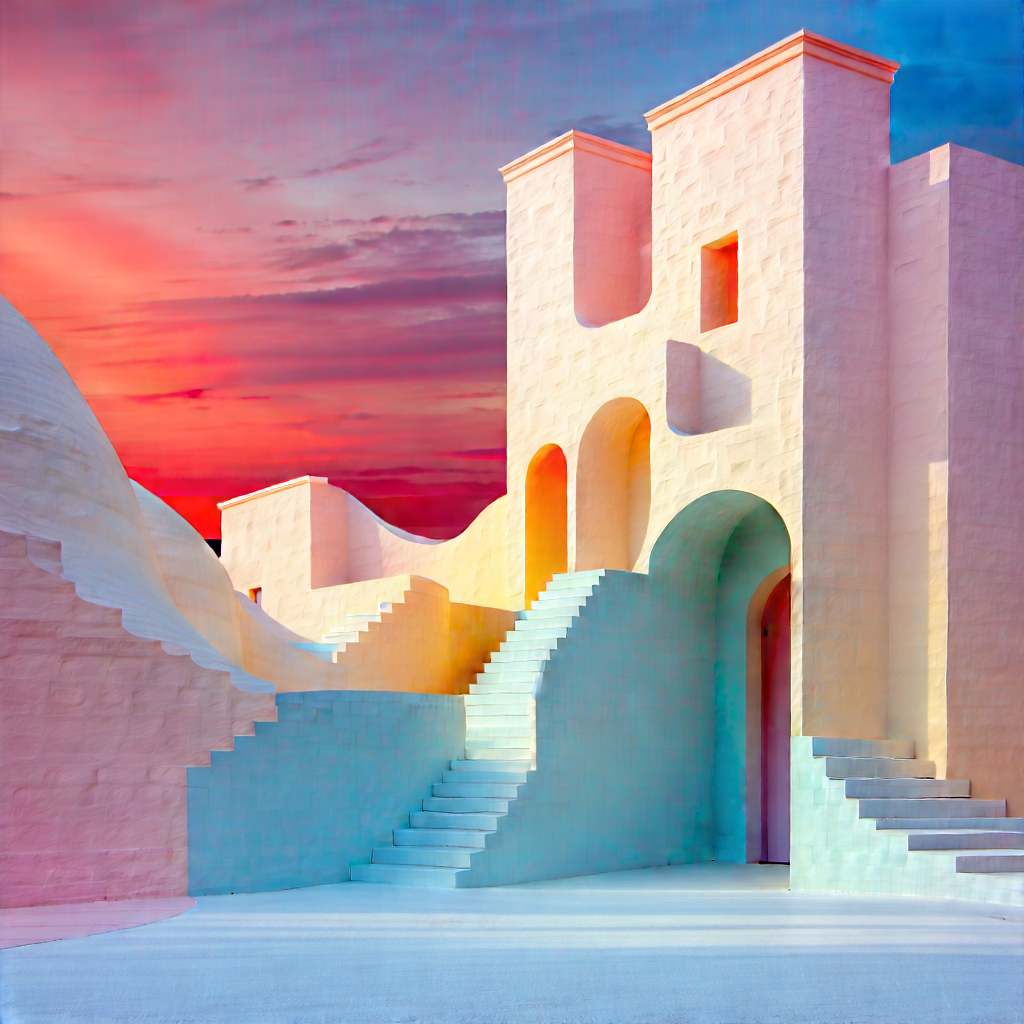 Abstract Architectural Photography: Organic Abstract With Pastel Color Palette With Large White