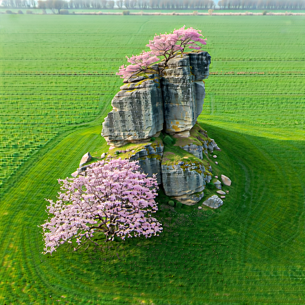 Nature Drone Photography: Rock Formation In Spring Bloom With Image, There