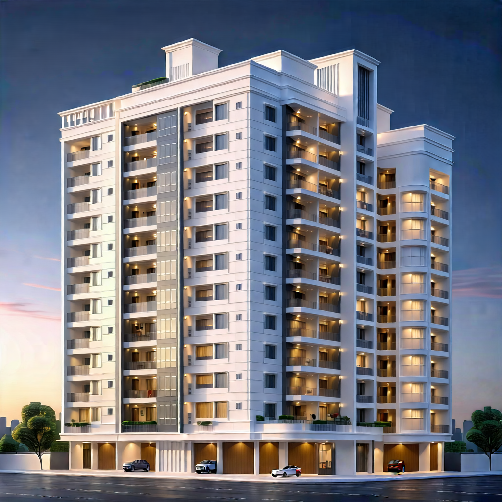 Urban Blender Artwork: Modern Apartment Complex With Artistic Facade With Large White