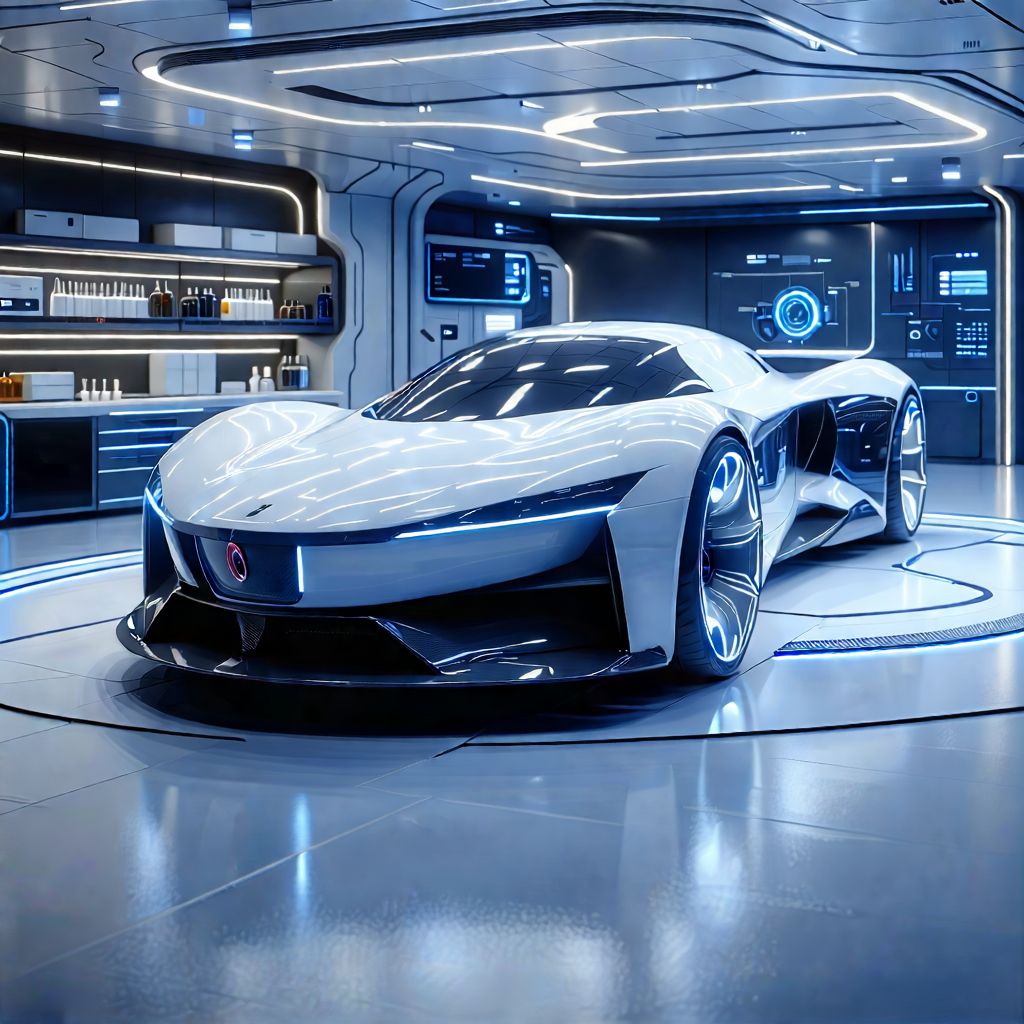 Tech Octane Render: Automotive Technology In Modern Laboratory With White Sports