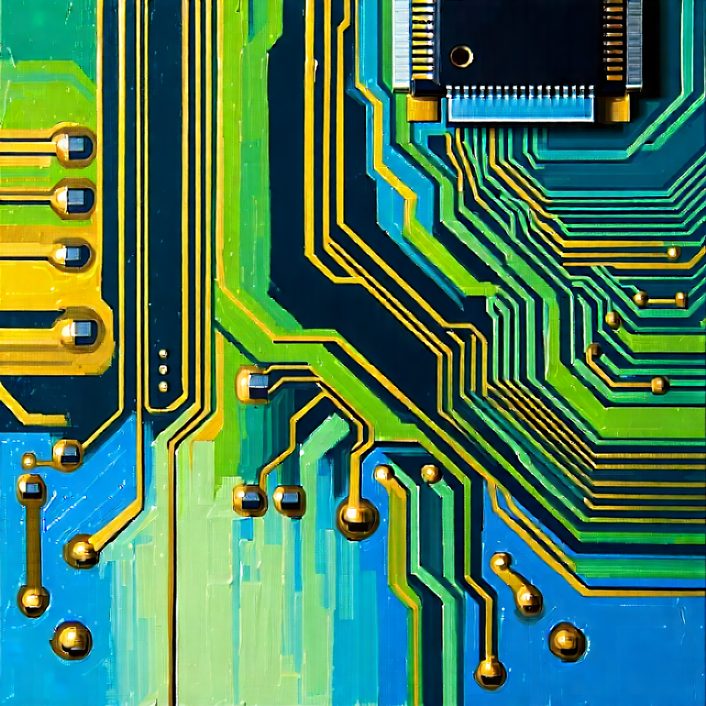 Tech Acrylic Painting: Close-up of electronic circuit
