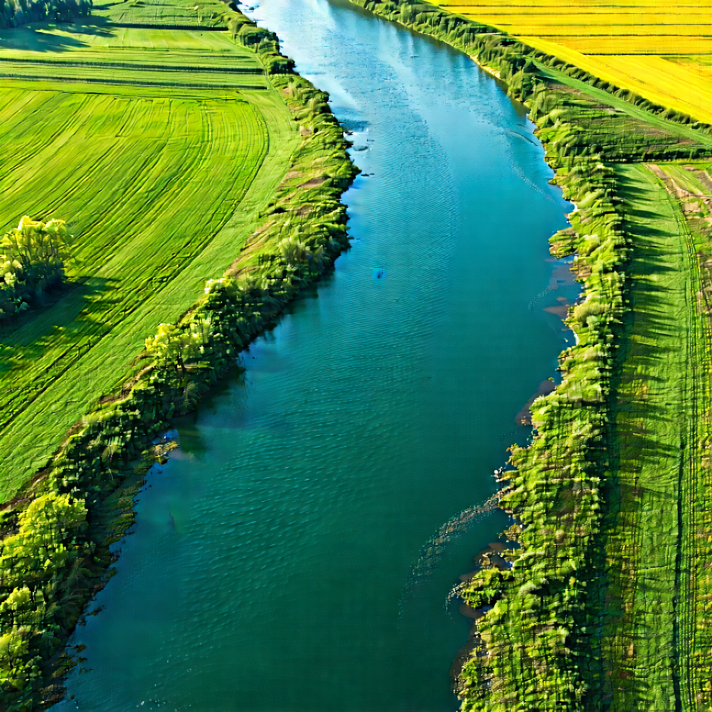Nature Product Photography: Aerial view of winding river