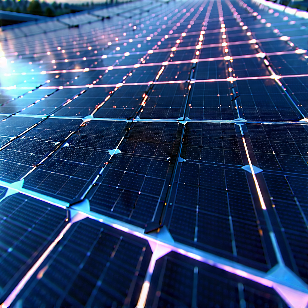 Tech Tilt-shift Photography: Solar Panel With Neon Accents With Large Solar