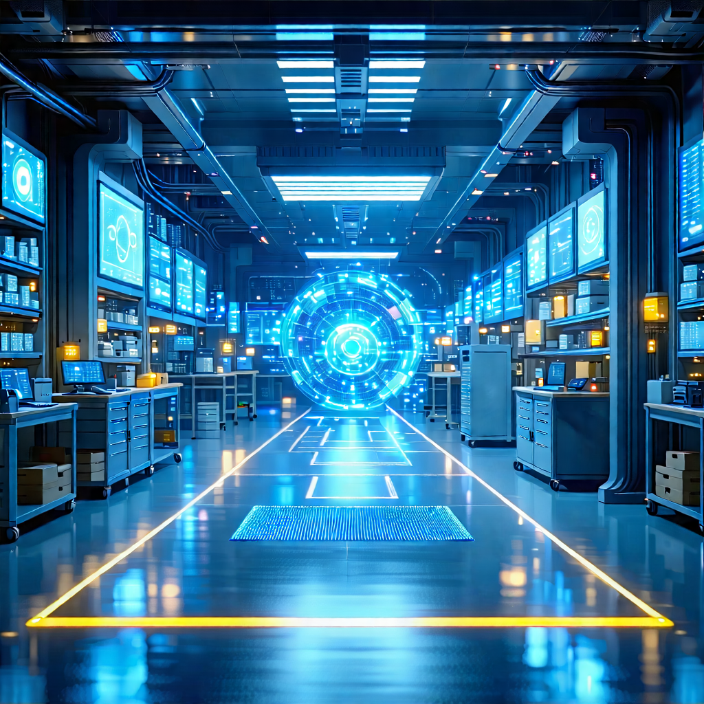Tech 3d Render: Entertainment Technology In Manufacturing Facility With Image, There