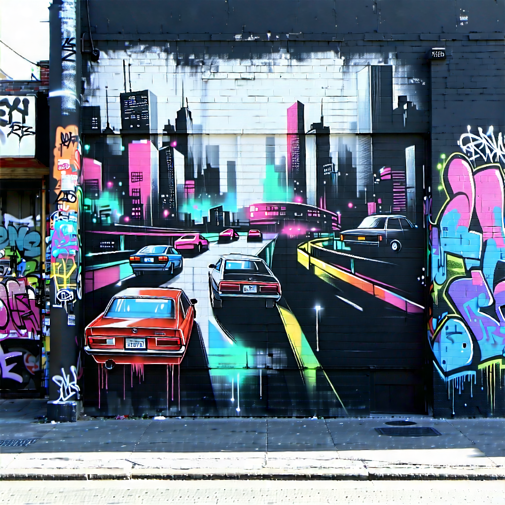 Urban Octane Render: Urban Street Art Viewing Scene With Large Mural