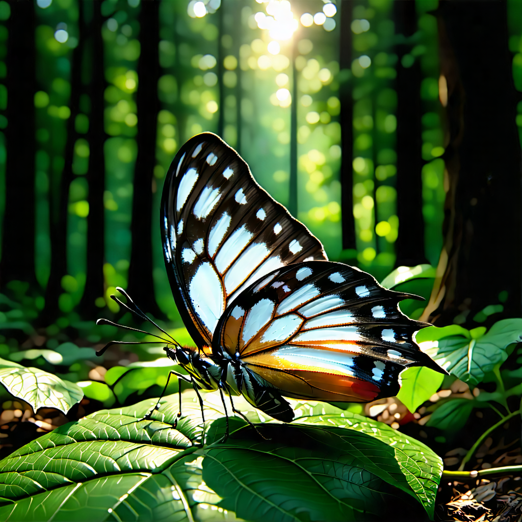 Nature Blender Artwork: Butterfly In Forest Environment With Beautiful Butterfly