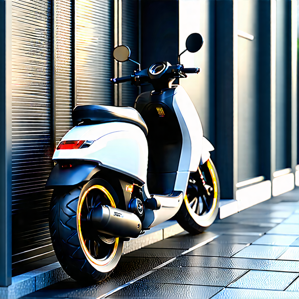 Urban Unreal Engine: City Electric Scooter In Quiet Side Street With White Scooter