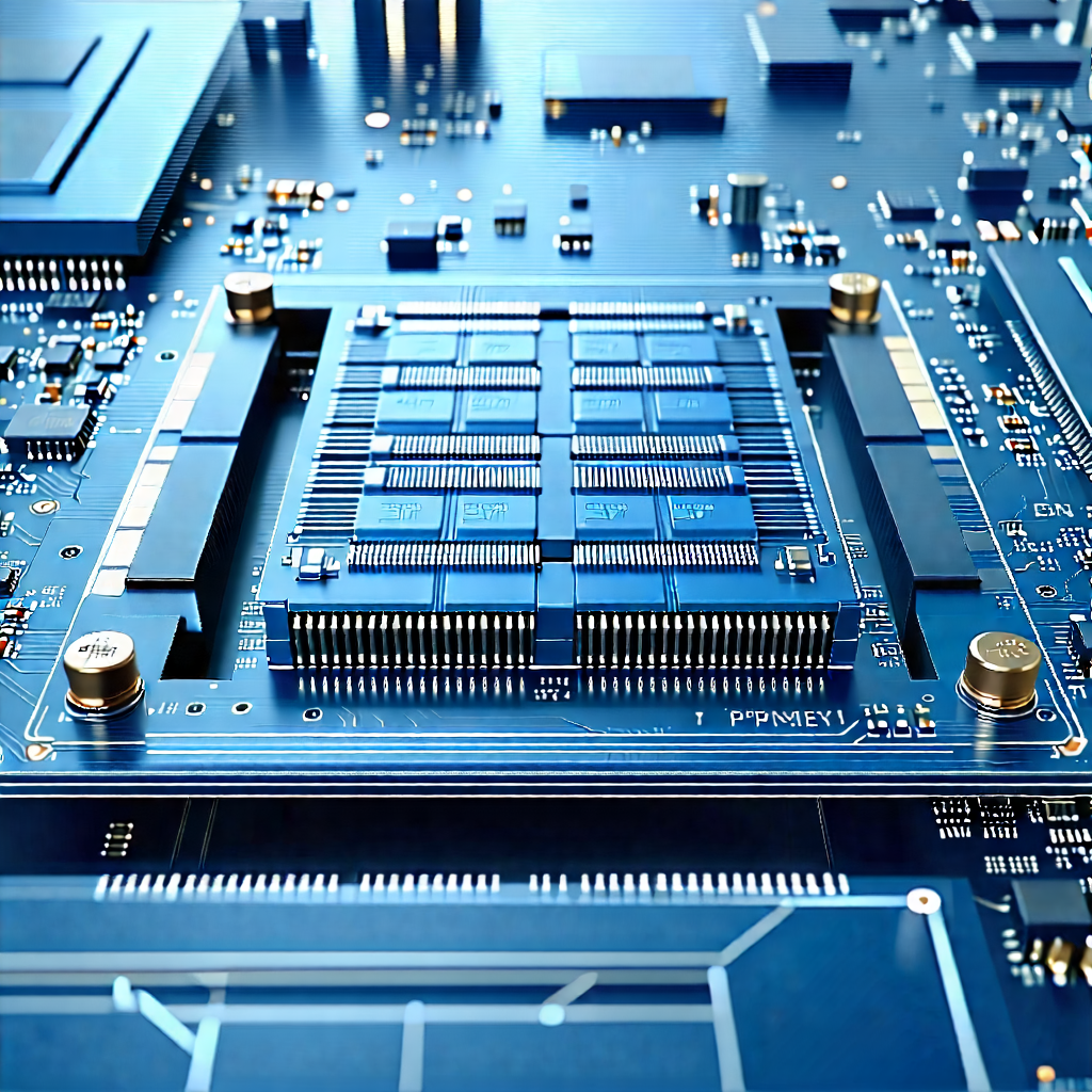 Tech Blueprint Style: Close-up of memory module