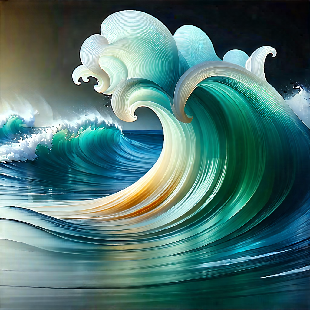 Abstract Fantasy Art: Wave Propagation Captured In Abstract Form With Large Wave