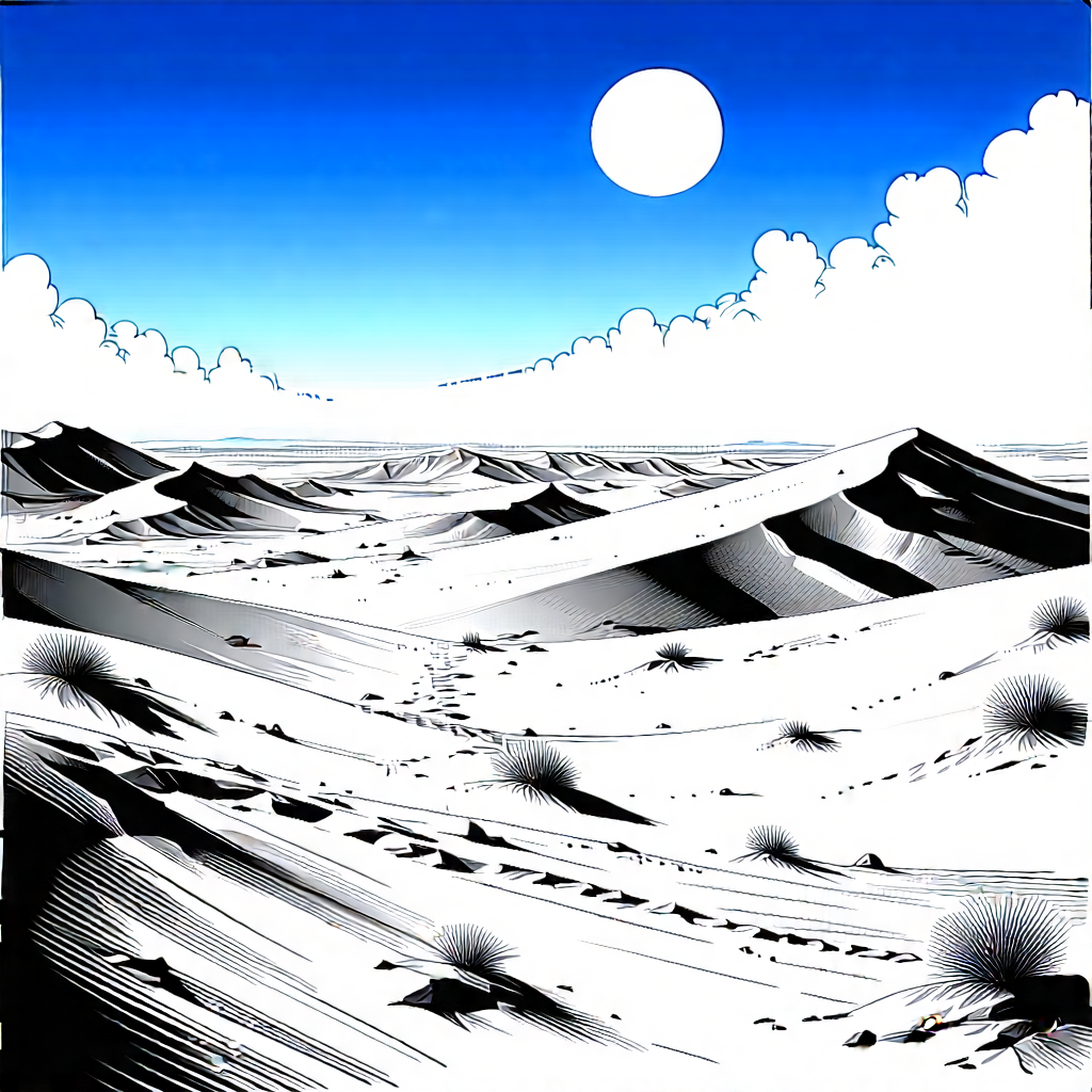 Nature Ink Drawing: Clear (sky:1.36) over desert
