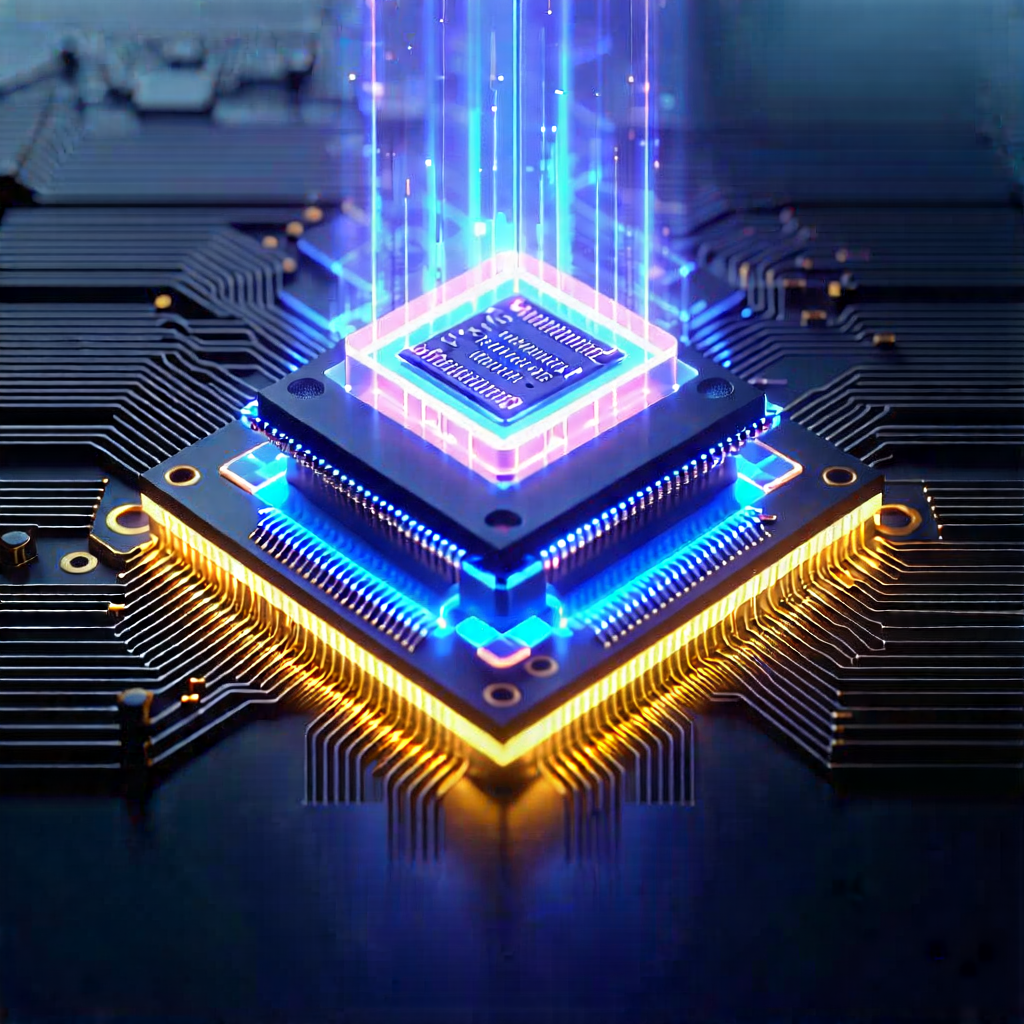 Tech Matte Painting: Microchip with holographic projection