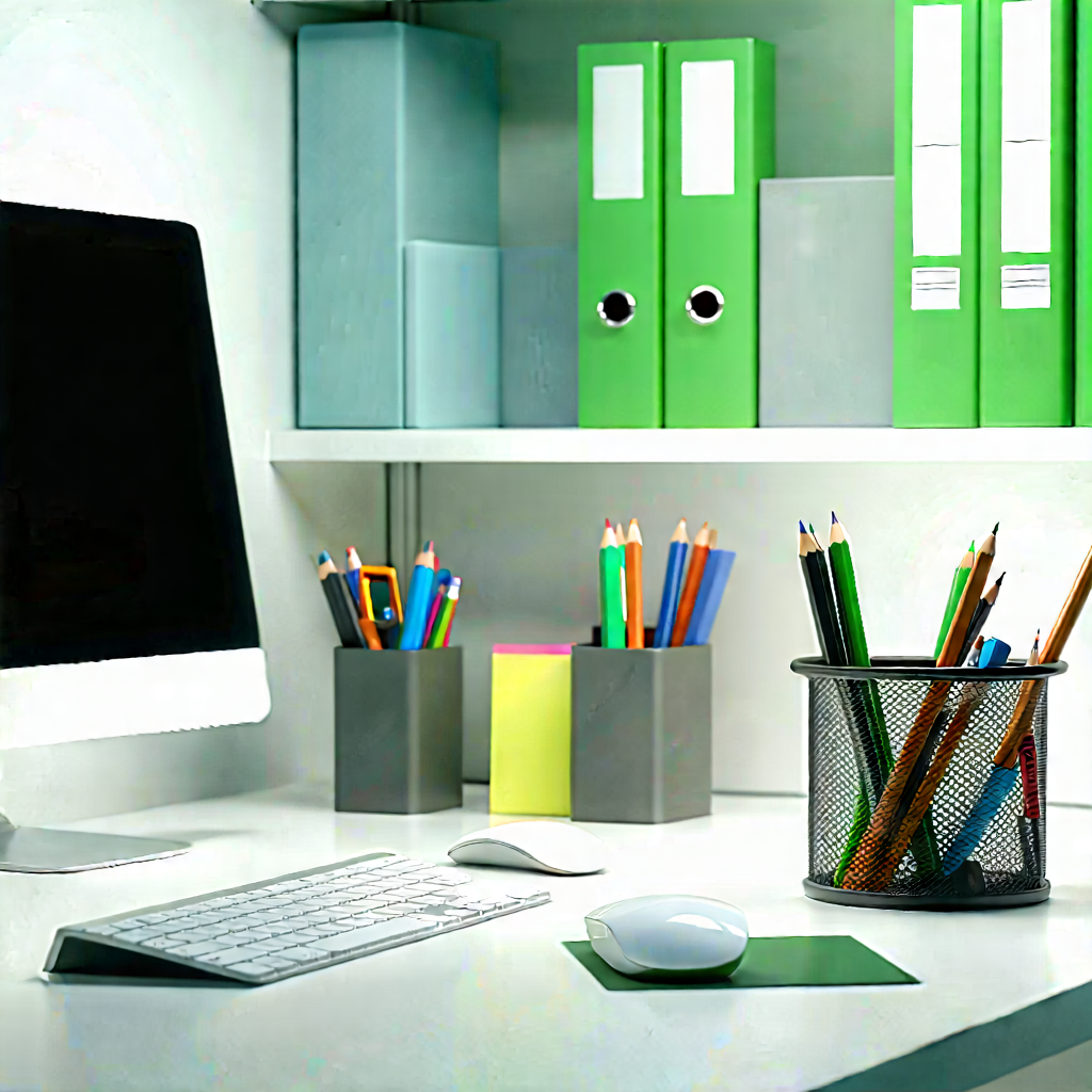 Business Editorial Photography: Workplace with modern office supplies on desk
