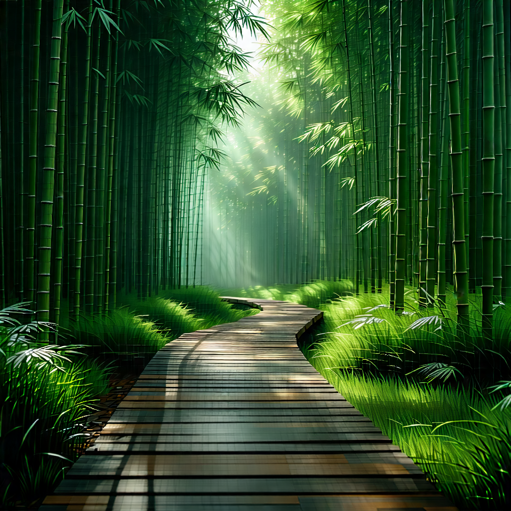 Nature Voxel Art: Path through bamboo grove