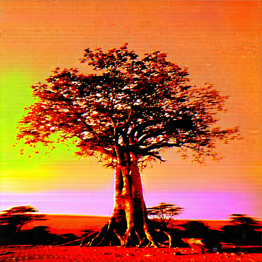 Nature Tilt-shift Photography: Ancient Tree In Dry Season With Large Tree