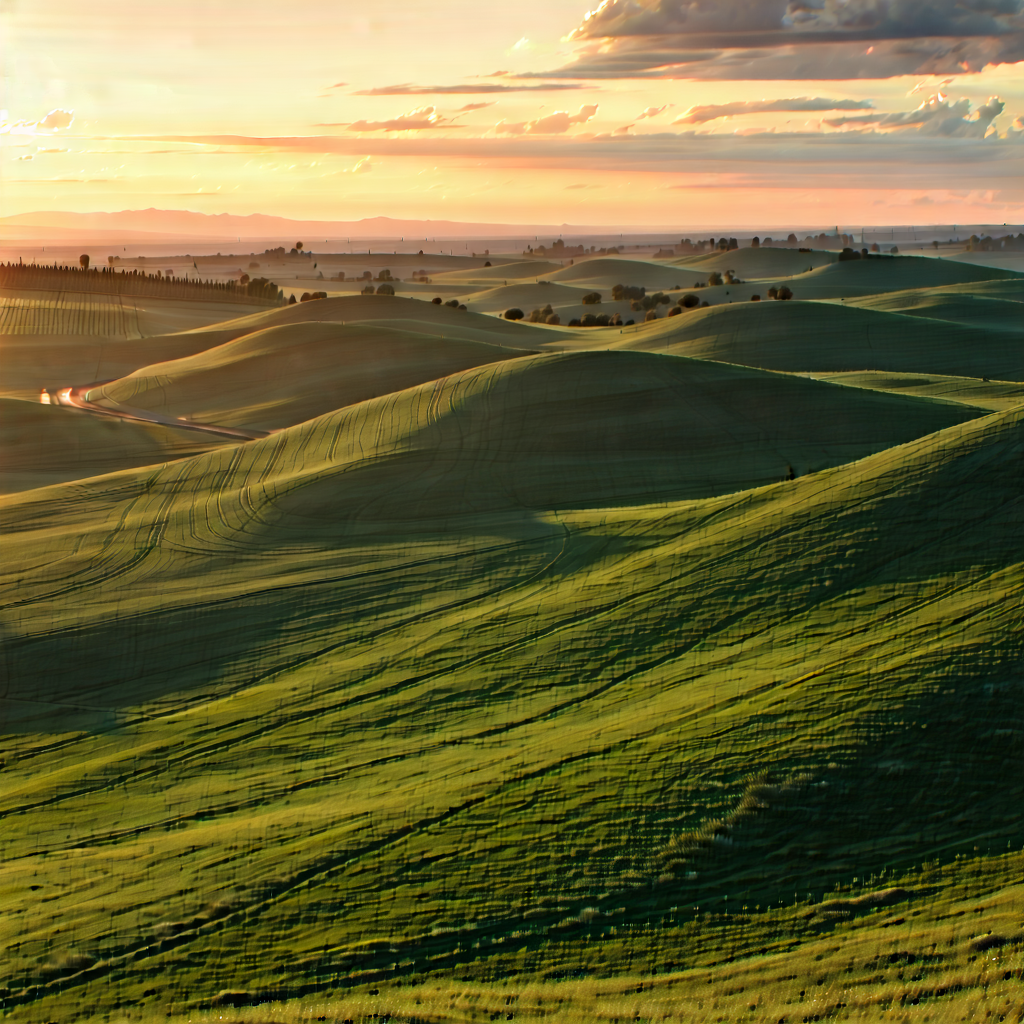 Nature Stock Photography: Rolling hills during sunrise