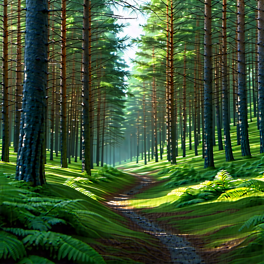 Nature Concept Art: Path through pine forest