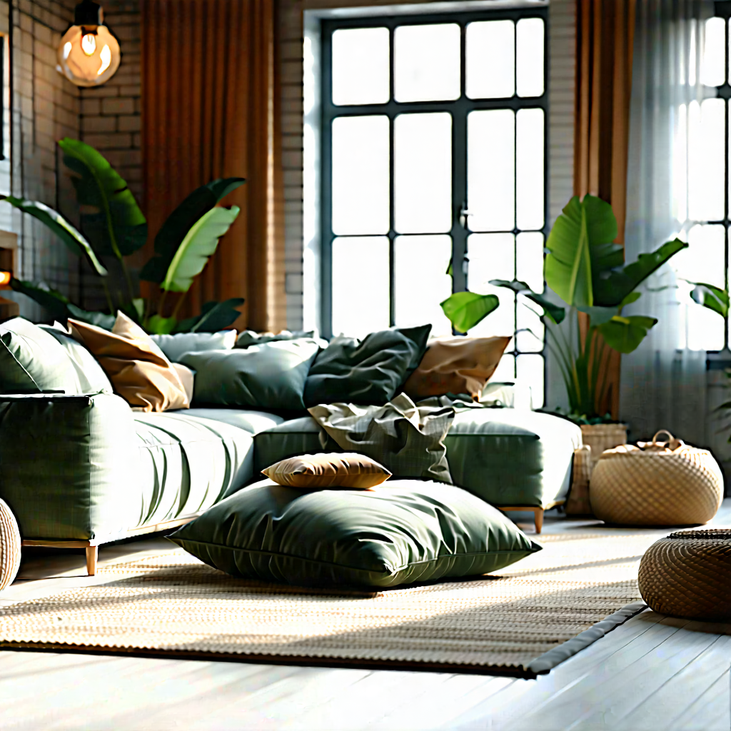 Lifestyle Editorial Photography: Cozy Living Room With Comfortable Textiles With Cozy Living