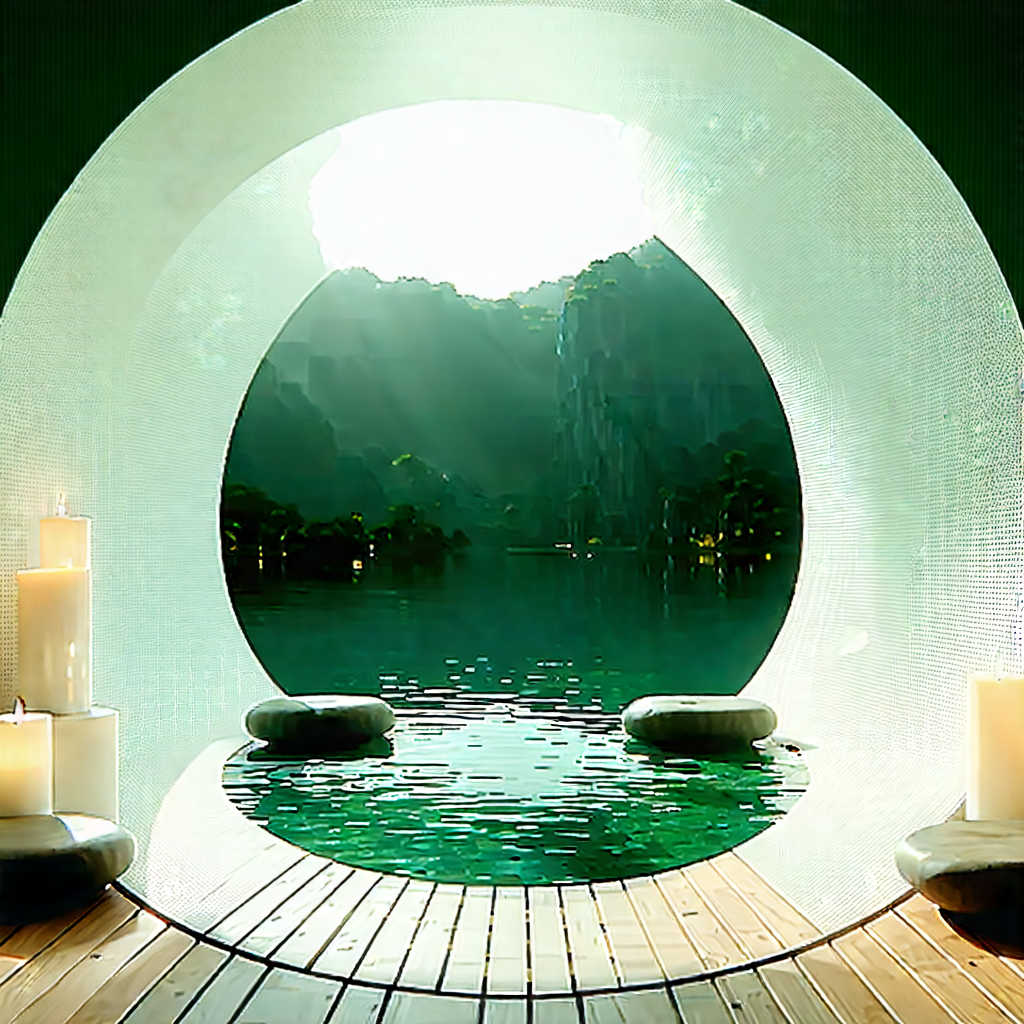 Lifestyle Digital Illustration: Wellness Scene With Meditation Space With Image, There