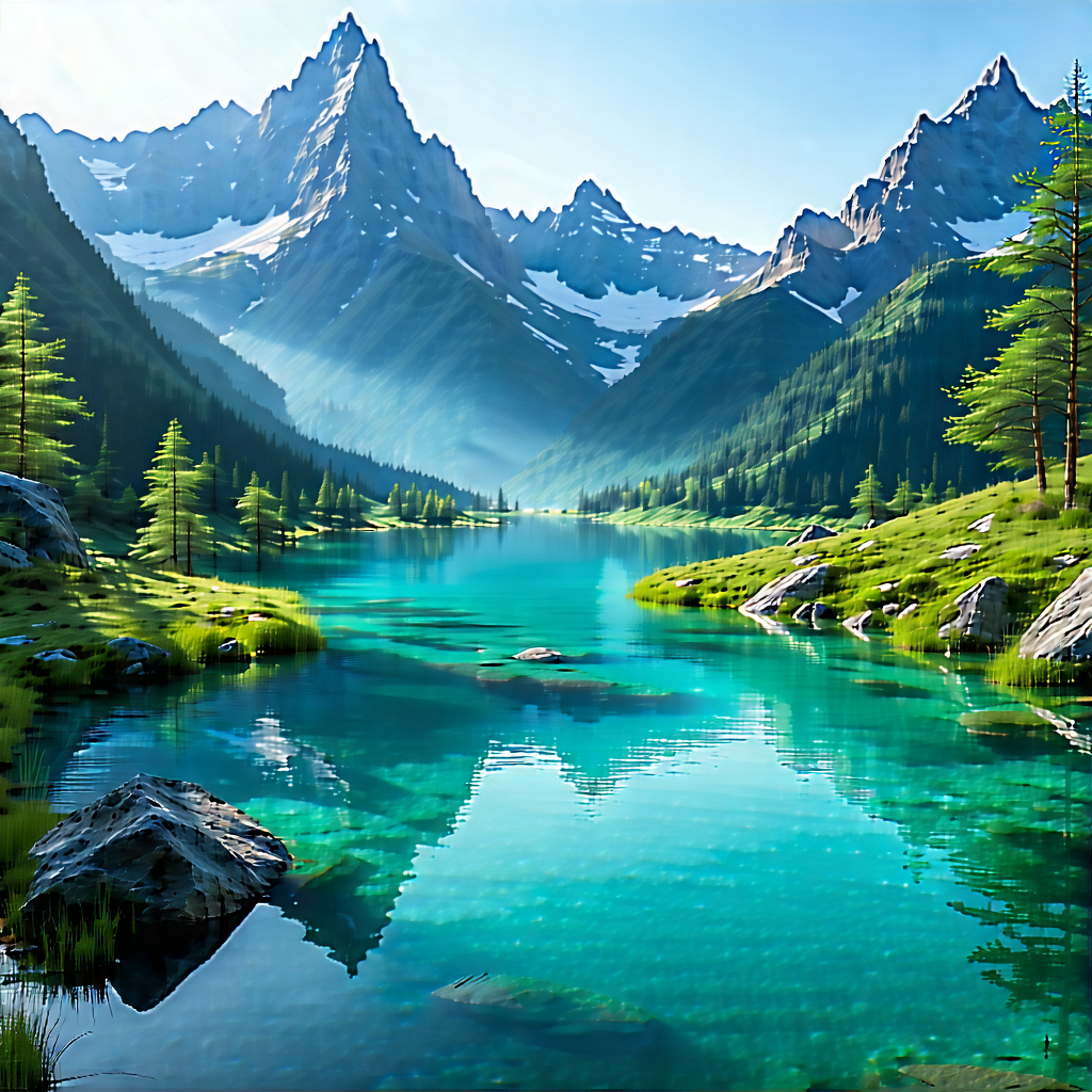 Nature Architectural Photography: Tranquil Pond Surrounded By Mountain Peaks With Serene Mountain