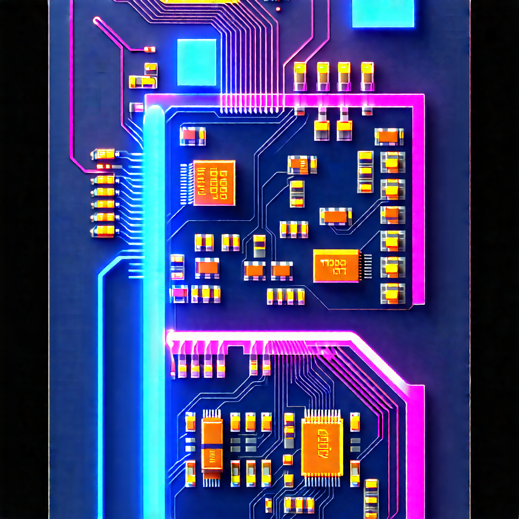 Tech Architectural Photography: Circuit board with neon accents