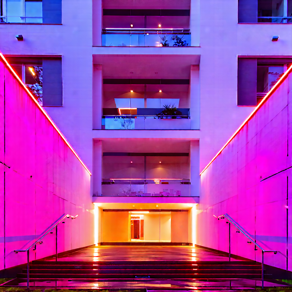 Urban Professional Photography: Modern Apartment Complex With Minimalist Design With Long Hallway