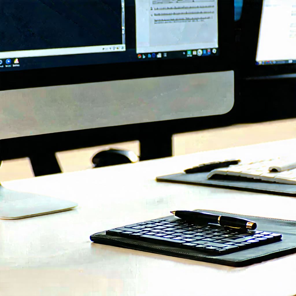 Business Long Exposure Photography: Workplace with productivity tools on desk