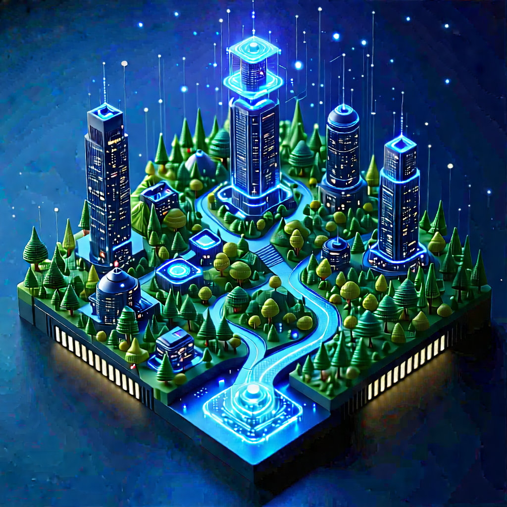 Tech Isometric Design: Artificial intelligence visualization