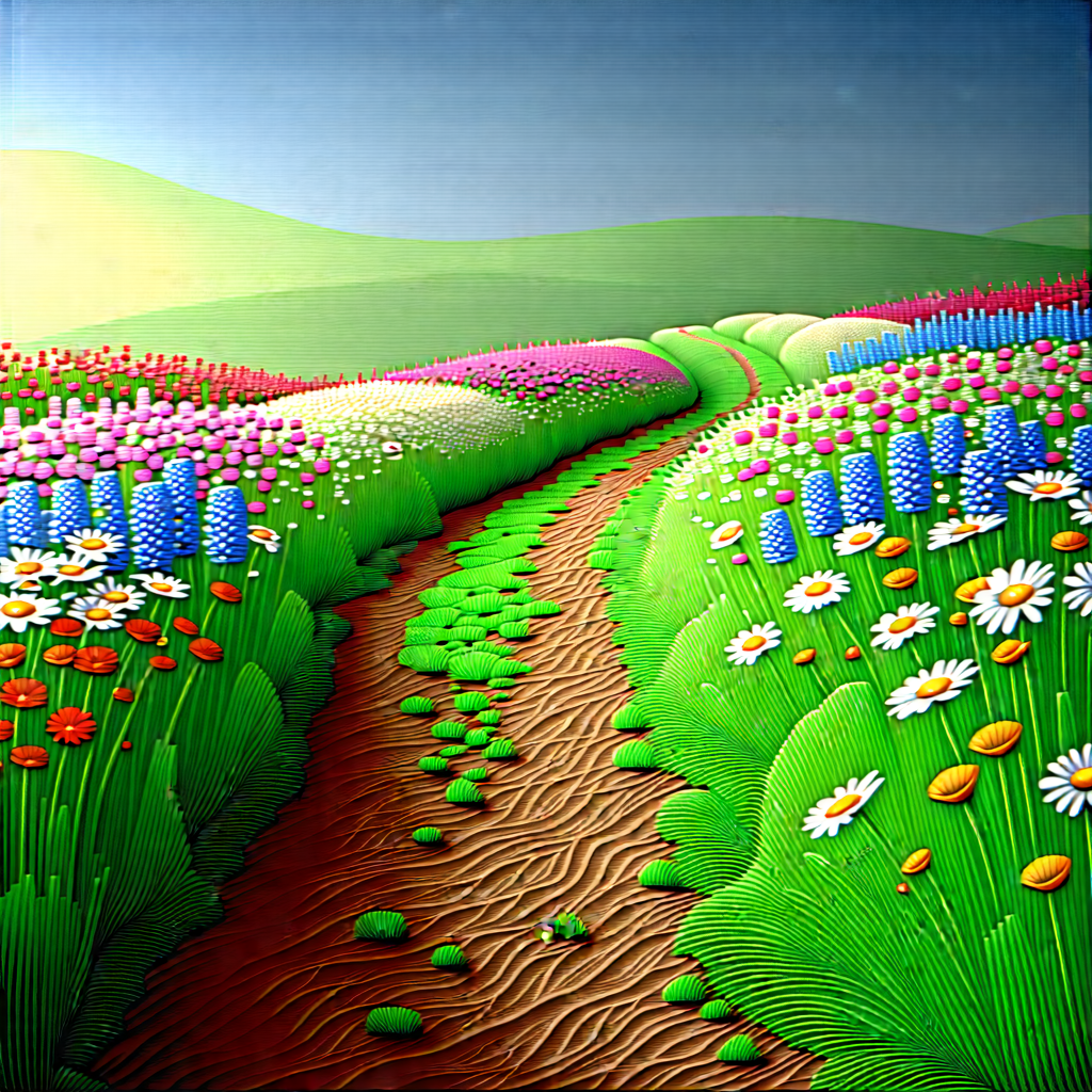 Nature Abstract Design: Path through flowering meadow